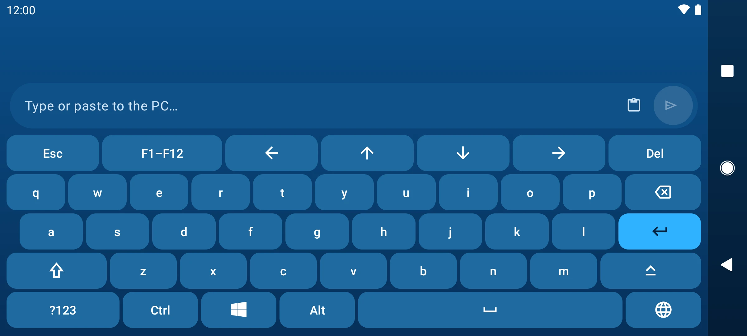 The full keyboard with the phone turned sideways