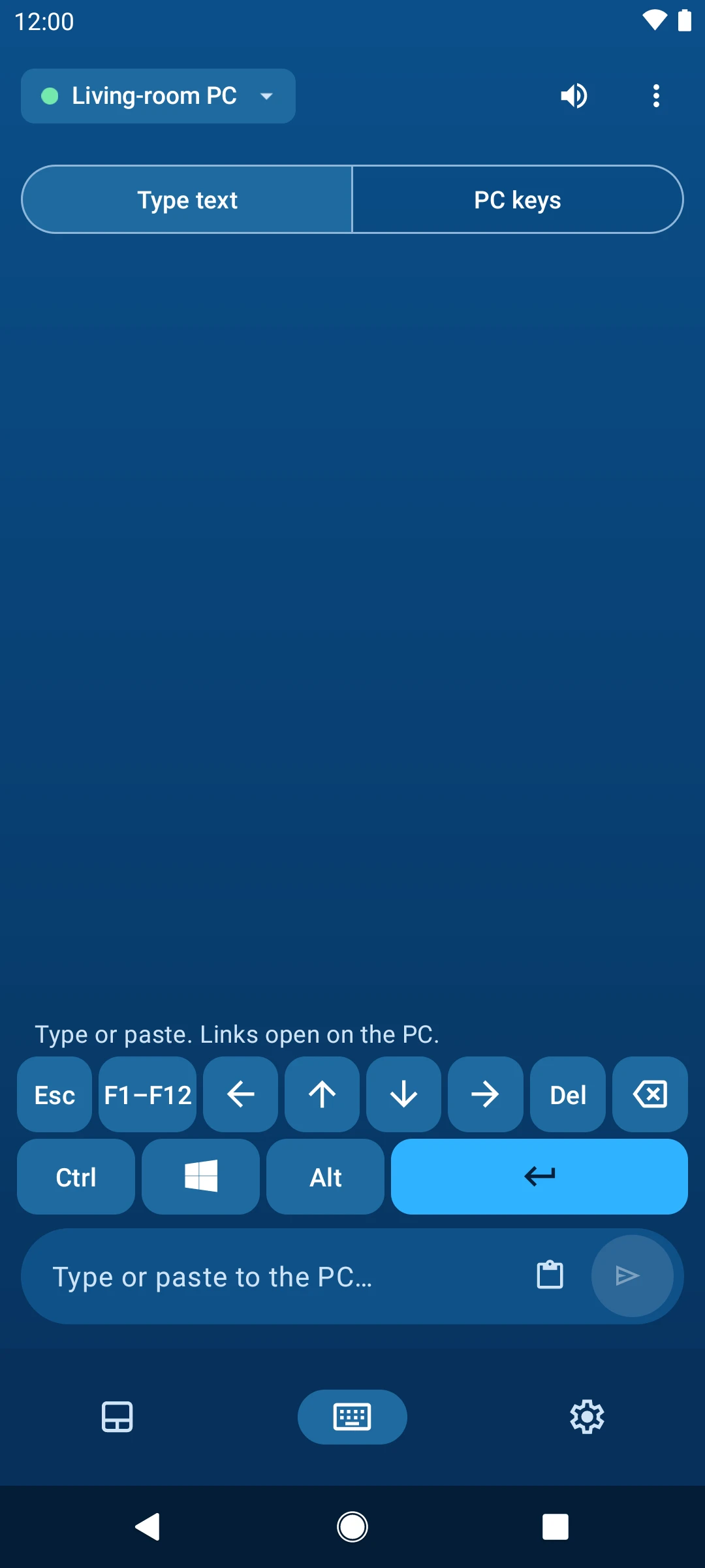 The keyboard: Type text and PC keys